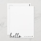 Minimal Hello | Modernes Herz sauber, einfach weiß Postkarte (Vorne/Hinten)
