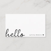 Minimal Hello | Modernes Herz sauber, einfach weiß Visitenkarte (Vorderseite)