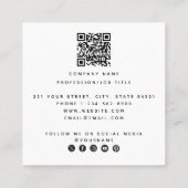 Minimal Hello QR Code Social Media Icons Quadratische Visitenkarte (Rückseite)