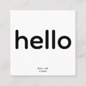 Minimal Hello QR Code Social Media Icons Quadratische Visitenkarte (Vorderseite)