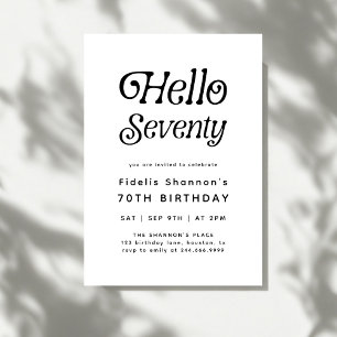 Minimal Hello Siebzig Moderne Retro 70. Geburtstag Einladung
