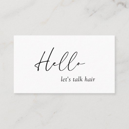 Minimal Hello Typografie QR Code Modernes Elegant Visitenkarte (Vorderseite)