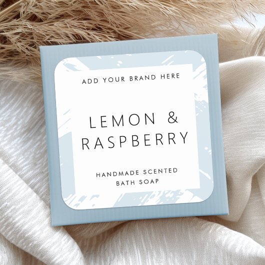 Minimal hellstaubblaue Buschstriche - Produktetike Quadratischer Aufkleber