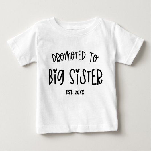 Minimal Herz individuell Jahr für große Schwester. Baby T-shirt (Vorderseite)