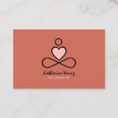 Minimal Herzdesign Yoga Instructor Orange & Blue Visitenkarte (Vorderseite)