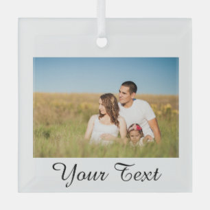 Minimal hinzufügen Sie Ihren Namen Foto Jahr Wasse Ornament Aus Glas