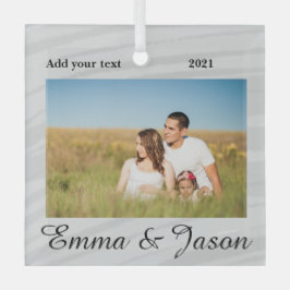 Minimal hinzufügen Sie Ihren Namen Foto Jahr Wasse Ornament Aus Glas