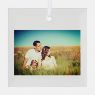 Minimal hinzufügen Sie Ihren Namen Foto Jahr Wasse Ornament Aus Glas