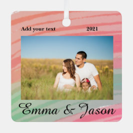 Minimal hinzufügen Sie Ihren Namen Foto Jahr Wasse Ornament Aus Metall