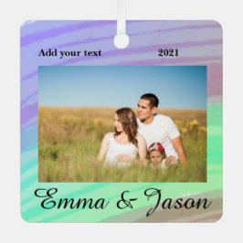 Minimal hinzufügen Sie Ihren Namen Foto Jahr Wasse Ornament Aus Metall