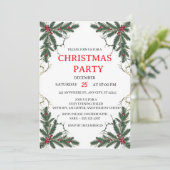 Minimal Holiday Greenery Party Invitation Einladung (Stehend Vorderseite)