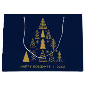Minimal Holidays | Navy Blue Gold Christmas Tree Große Geschenktüte (Vorderseite)