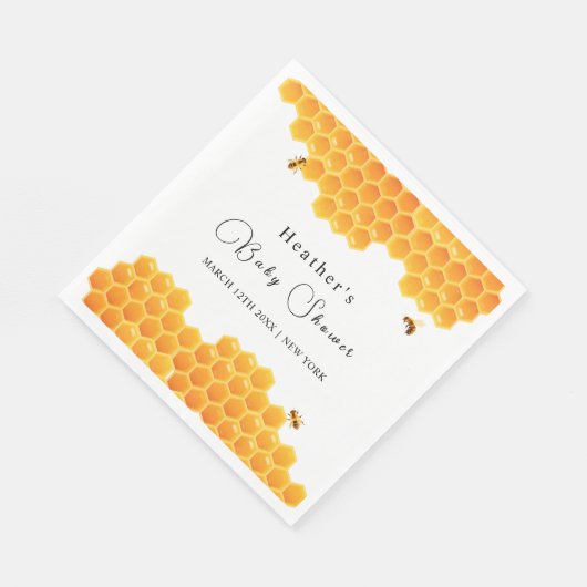 Minimal Honey Bumblebee Boy Baby Dusche Serviette (Ecke)