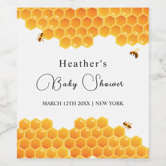 Minimal Honey Bumblebee Boy Baby Dusche Weinetikett (Einzelnes Label)