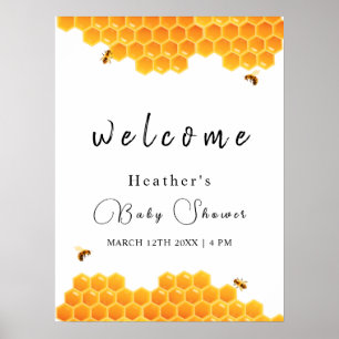 Minimal Honey Bumblebee Boy Baby Dusche Willkommen Poster