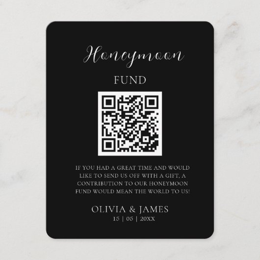 Minimal Honeymoon Fund Request QR Code Card Begleitkarte (Vorderseite)