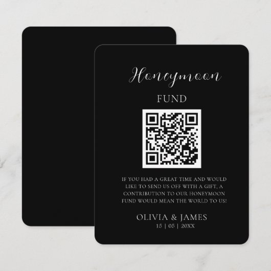 Minimal Honeymoon Fund Request QR Code Card Begleitkarte (Vorne/Hinten)
