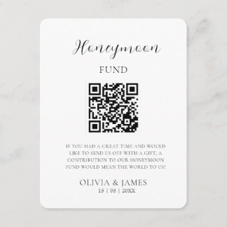 Minimal Honeymoon Fund Request QR Code Card Begleitkarte