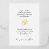 Minimal Horseshoe | Schwarz-Weiß-Hochzeit Gold Folieneinladung (Vorderseite)