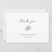 Minimal Horseshoe | Schwarz-Weiß-Hochzeitssemble-F Dankeskarte (Vorderseite)