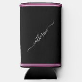 Minimal Hot Pink Black White Cursive Script Name Selters Dosenkühler (Rückseite)