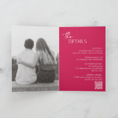 Minimal Hot Pink QR Code Moderne Hochzeit Einladung (Innenseite)