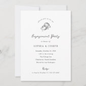 Minimal-Hufeisenschwarz-Weiß-Engagement-Partei Einladung (Vorderseite)