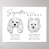 Minimal Hunde Signature Drinks Hochzeitstiefel Bar Poster (Vorne)
