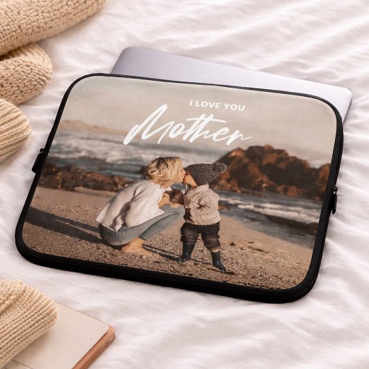 Minimal I Liebe Sie Mutter Foto ersetzen Geschenk Laptopschutzhülle