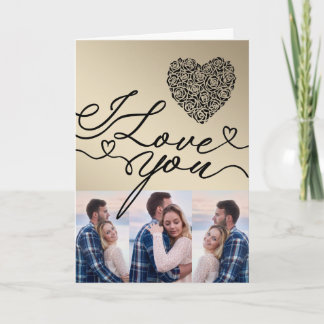 Minimal I Love You  Rose Heart Photo Karte