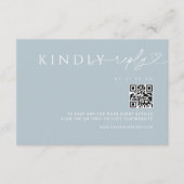 Minimal Icy Blue Heart Antwort mit QR Code Begleitkarte (Vorderseite)