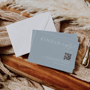 Minimal Icy Blue Heart Antwort mit QR Code Begleitkarte