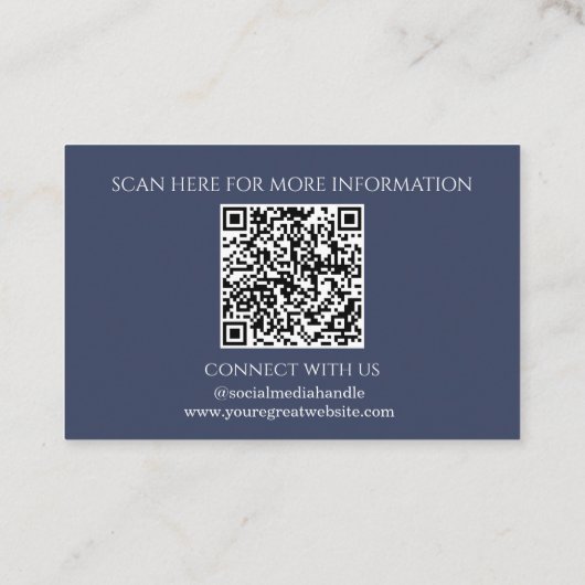 Minimal Ihr Logo hier Navy Blue QR Code Visitenkarte (Rückseite)