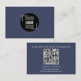 Minimal Ihr Logo hier Navy Blue QR Code Visitenkarte