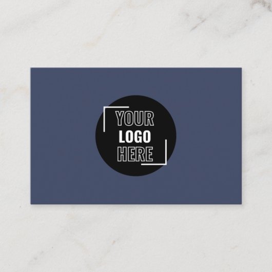 Minimal Ihr Logo hier Navy Blue QR Code Visitenkarte (Vorderseite)