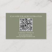 Minimal Ihr Logo hier Sage Green QR Code Visitenkarte (Rückseite)