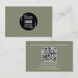Minimal Ihr Logo hier Sage Green QR Code Visitenkarte