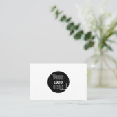 Minimal Ihr Logo hier schwarz und weiß QR-Code Visitenkarte (Stehend Vorderseite)
