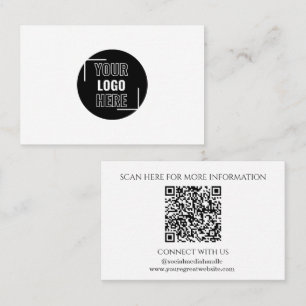 Minimal Ihr Logo hier schwarz und weiß QR-Code Visitenkarte