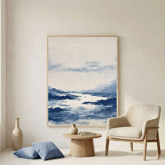 Minimal Indigo Abstract Landscape Wall Art Poster