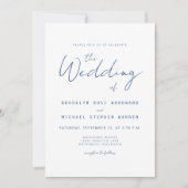 Minimal Indigo Blue Script Einladung (Vorderseite)