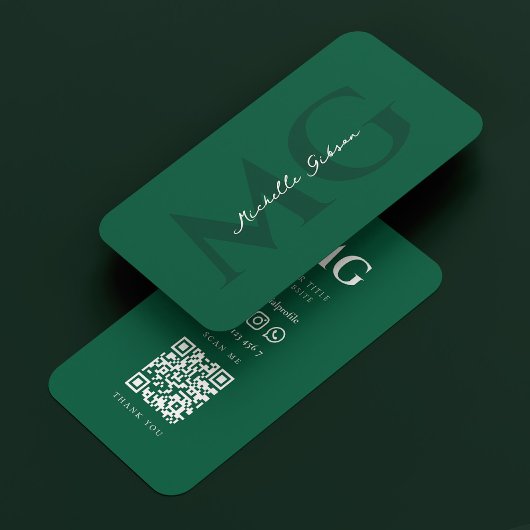 Minimal Initials Beruflich Hunter Green Visitenkarte