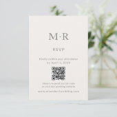 Minimal Intimate Wedding RSVP Card with QR Code (Stehend Vorderseite)