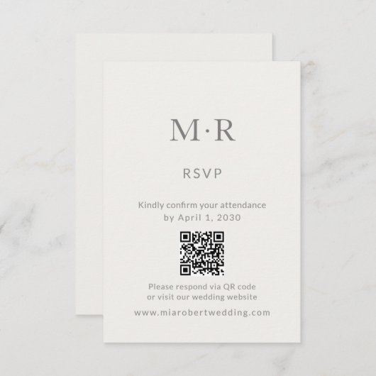 Minimal Intimate Wedding RSVP Card with QR Code (Vorne/Hinten)