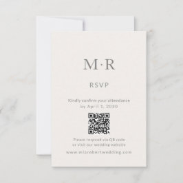 Minimal Intimate Wedding RSVP Card with QR Code Karte