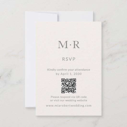 Minimal Intimate Wedding RSVP Card with QR Code Karte (Vorderseite)