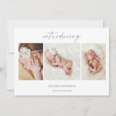 Minimal Introducing Baby Photo Announcement Card Einladung (Vorderseite)