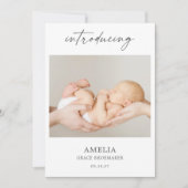 Minimal Introducing Photo Baby Announcement Card Einladung (Vorderseite)