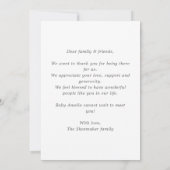 Minimal Introducing Photo Baby Announcement Card Einladung (Rückseite)