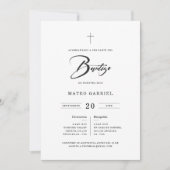 Minimal Invitaciones De Bautizo Para Nina Einladung (Vorderseite)